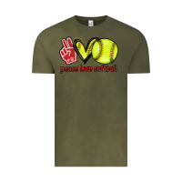 Vintage Olive Peace love Softball Vintage Tee - HowdyJamesFarm