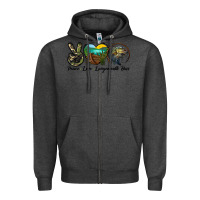 Charcoal Heather peace love largemouth bass Zipper Hoodie - LillyAllenDesigns