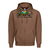 Chestnut peace love largemouth bass Zipper Hoodie - LillyAllenDesigns
