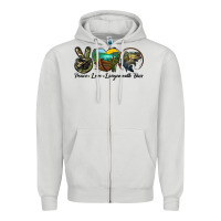 Dove Grey peace love largemouth bass Zipper Hoodie - LillyAllenDesigns
