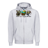 Heather Grey peace love largemouth bass Zipper Hoodie - LillyAllenDesigns