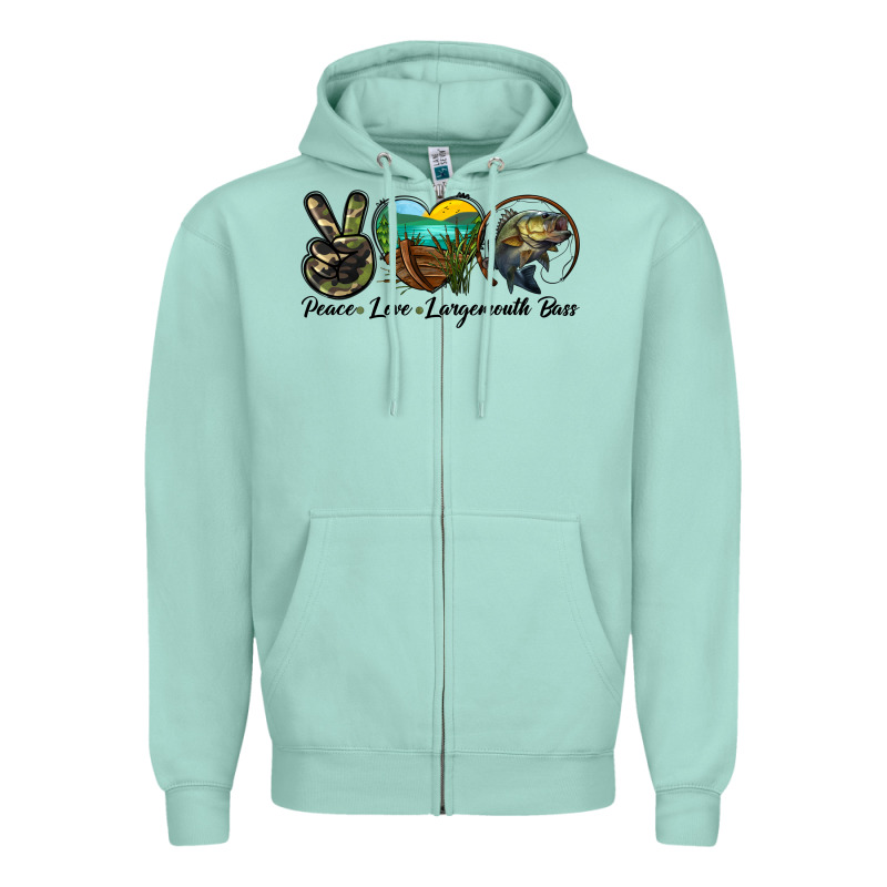Peace Love Largemouth Bass Zipper Hoodie by LillyAllenDesigns | Teevron
