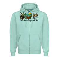 Seafoam peace love largemouth bass Zipper Hoodie - LillyAllenDesigns