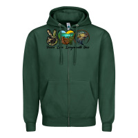 Sports Green peace love largemouth bass Zipper Hoodie - LillyAllenDesigns