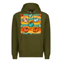 Army Green Pumpkin And Glitter Seamless Pattern Premium Hoodie - BundleAndBundleShop