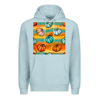 Blue Mist Pumpkin And Glitter Seamless Pattern Premium Hoodie - BundleAndBundleShop