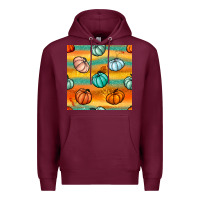 Burgundy Pumpkin And Glitter Seamless Pattern Premium Hoodie - BundleAndBundleShop