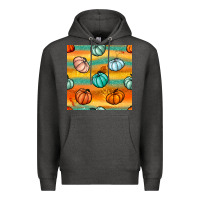 Charcoal Heather Pumpkin And Glitter Seamless Pattern Premium Hoodie - BundleAndBundleShop