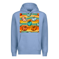 Colony Blue Pumpkin And Glitter Seamless Pattern Premium Hoodie - BundleAndBundleShop