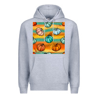 Heather Grey Pumpkin And Glitter Seamless Pattern Premium Hoodie - BundleAndBundleShop