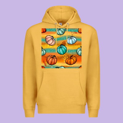 Pumpkin And Glitter Seamless Pattern Premium Hoodie Designed By Bundleandbundleshop