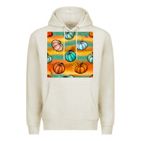 Oatmeal Heather Pumpkin And Glitter Seamless Pattern Premium Hoodie - BundleAndBundleShop