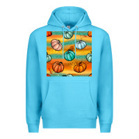 Ocean Blue Pumpkin And Glitter Seamless Pattern Premium Hoodie - BundleAndBundleShop
