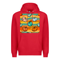 Red Pumpkin And Glitter Seamless Pattern Premium Hoodie - BundleAndBundleShop