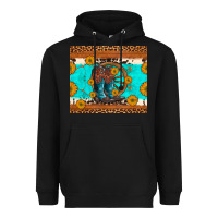 Black cowboy boots and sunflowers turquoise leopard background Heavyweight Hoodie - Artiststas