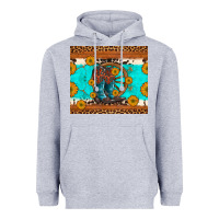 Heather Grey cowboy boots and sunflowers turquoise leopard background Heavyweight Hoodie - Artiststas