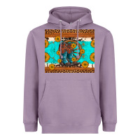 Lavender cowboy boots and sunflowers turquoise leopard background Heavyweight Hoodie - Artiststas