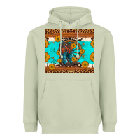 Matcha cowboy boots and sunflowers turquoise leopard background Heavyweight Hoodie - Artiststas
