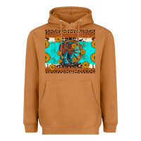 Meerkat cowboy boots and sunflowers turquoise leopard background Heavyweight Hoodie - Artiststas