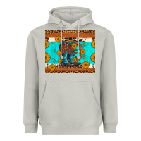 Moon Dust cowboy boots and sunflowers turquoise leopard background Heavyweight Hoodie - Artiststas