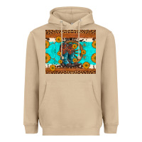 Mushroom cowboy boots and sunflowers turquoise leopard background Heavyweight Hoodie - Artiststas