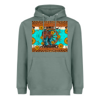 Sage cowboy boots and sunflowers turquoise leopard background Heavyweight Hoodie - Artiststas