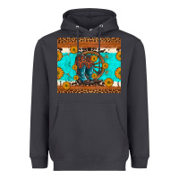 Smoke cowboy boots and sunflowers turquoise leopard background Heavyweight Hoodie - Artiststas