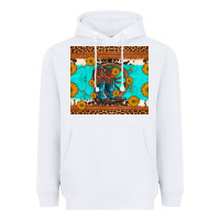 White cowboy boots and sunflowers turquoise leopard background Heavyweight Hoodie - Artiststas