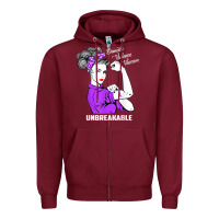 Burgundy Domestic Violence Warrior Unbreakable Awareness Gift Zipper Hoodie - minhPixels