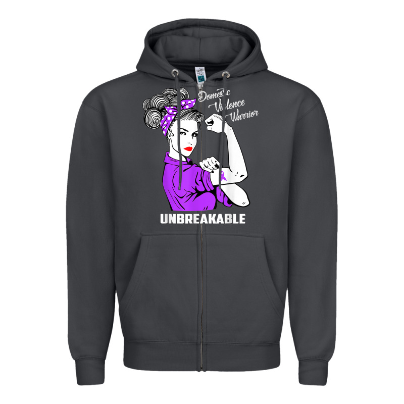 Domestic Violence Warrior Unbreakable Awareness Gift Zipper Hoodie by minhPixels | Teevron