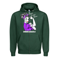 Sports Green Domestic Violence Warrior Unbreakable Awareness Gift Zipper Hoodie - minhPixels