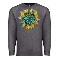 Charcoal Heather sunflower with gemstone and cowhide Premium Sweatshirt - Artiststas
