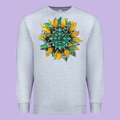 Sunflower With Gemstone And Cowhide Premium Sweatshirt Designed By Artiststas