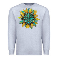 Heather Grey sunflower with gemstone and cowhide Premium Sweatshirt - Artiststas