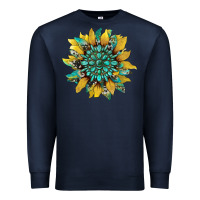 Navy sunflower with gemstone and cowhide Premium Sweatshirt - Artiststas