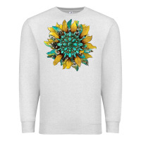 Oatmeal Heather sunflower with gemstone and cowhide Premium Sweatshirt - Artiststas