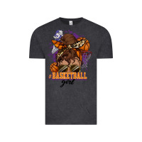 Vintage Black Messy bun Basketball girl Vintage Tee - HowdyJamesFarm