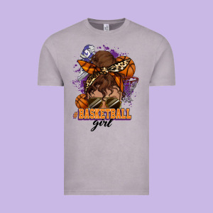 Messy Bun Basketball Girl Vintage Tee Designed By Howdyjamesfarm