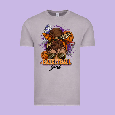 Messy Bun Basketball Girl Vintage Tee Designed By Howdyjamesfarm