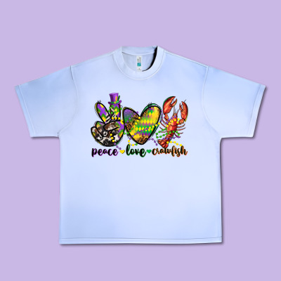 Peace Love Crawfish Mardi Gras Urban Heavy Tee Designed By Cowgirlartshop