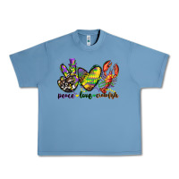 Pebble Blue peace love crawfish mardi gras Urban Heavy Tee - CowGirlArtShop