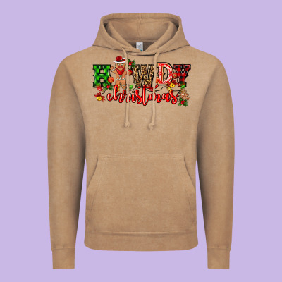 Howdy Christmas Gingerman Bread With Cowboy Vintage Hoodie Designed By Cowgirlartshop