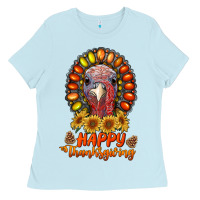 Baby Blue happy thanksgiving gemstone Ladies Tee - RanaPortraitStore