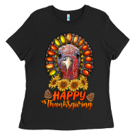 Black happy thanksgiving gemstone Ladies Tee - RanaPortraitStore