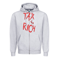 Heather Grey tax the rich shirt (on back)political t shirts for women men t shirt Zipper Hoodie - minhPixels
