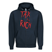 Navy tax the rich shirt (on back)political t shirts for women men t shirt Zipper Hoodie - minhPixels