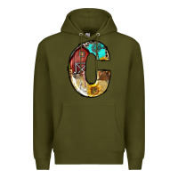 Army Green farm life alphabet lowercase letters c Premium Hoodie - BundleAndBundleShop