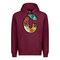 Burgundy farm life alphabet lowercase letters c Premium Hoodie - BundleAndBundleShop