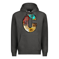 Charcoal Heather farm life alphabet lowercase letters c Premium Hoodie - BundleAndBundleShop