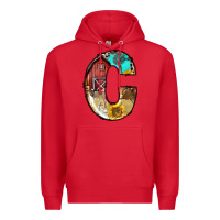 Red farm life alphabet lowercase letters c Premium Hoodie - BundleAndBundleShop